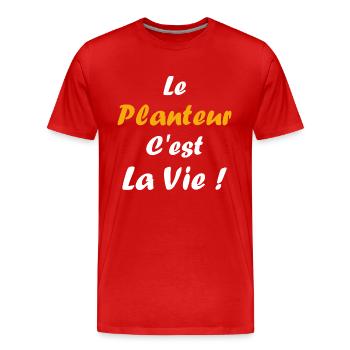 Humour punch planteur - T-shirt bio Premium Homme - rouge - Devant - Damien (186cm)