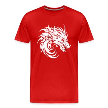 Tête de Dragon chinois rugissant de style de tatouage - T-shirt bio Premium Homme - rouge - Devant - Damien (186cm)