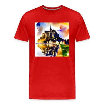 Mont Saint Michel, France - Men's Premium Organic T-Shirt - red - Front - Damien (186cm)