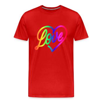 Love LOVE love Herz Regenbogen - Männer Premium Bio T-Shirt - Rot - Vorne - Damien (186cm)