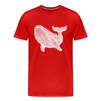 Grande baleine plongeuse Vintage créature de mer - T-shirt bio Premium Homme - rouge - Devant - Damien (186cm)