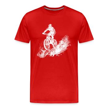 Radfahrer Schlamm Berg Abfahrt - Männer Premium Bio T-Shirt - Rot - Vorne - Damien (186cm)
