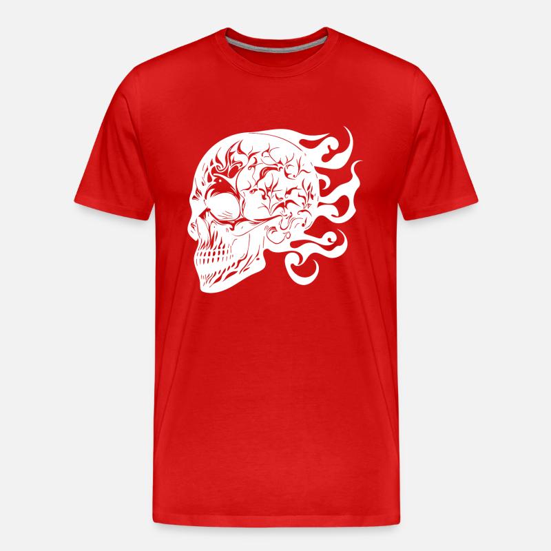 Lachender brennender grinsender Tattoo Schädel - Männer Premium Bio T-Shirt - Rot