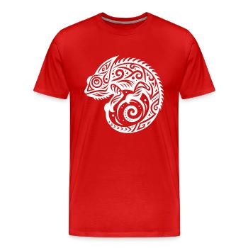 Déguisement de tatouage tribal caméléon - T-shirt bio Premium Homme - rouge - Devant - Damien (186cm)