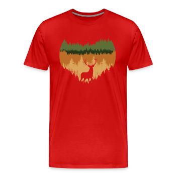 Forêt profonde et chevreuils - T-shirt bio Premium Homme - rouge - Devant - Damien (186cm)