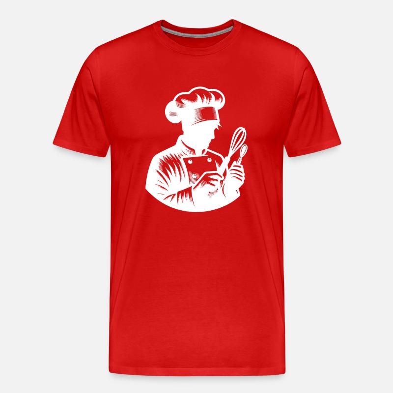 Bäcker Silhouette Portrait - Männer Premium Bio T-Shirt - Rot