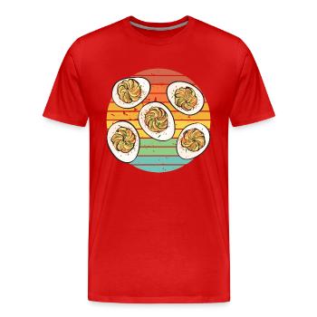Gefüllte Eier Deviled Eggs - Männer Premium Bio T-Shirt - Rot - Vorne - Damien (186cm)