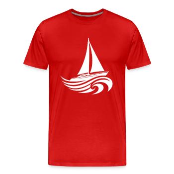 Segelyacht bei schwerem Wellengang - Männer Premium Bio T-Shirt - Rot - Vorne - Damien (186cm)
