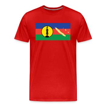 cadeau design kanak drapeau Nouvelle Calédonie - T-shirt bio Premium Homme - rouge - Devant - Damien (186cm)