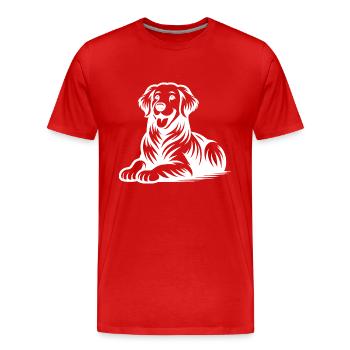 Vierbeiner Hunde Golden Retriever Porträt - Männer Premium Bio T-Shirt - Rot - Vorne - Damien (186cm)