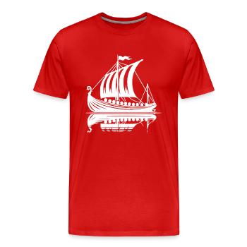 Bateau-dragon Viking solide avec voile - T-shirt bio Premium Homme - rouge - Devant - Damien (186cm)