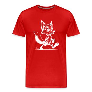Dessin du petit renard coquin - T-shirt bio Premium Homme - rouge - Devant - Damien (186cm)