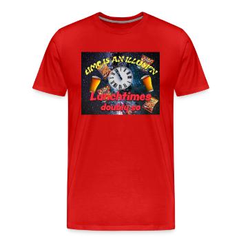 Time is an illusion - Men's Premium Organic T-Shirt - red - Front - Damien (186cm)