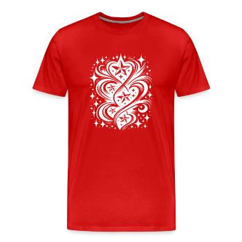 Composition de tatouage d’étoiles et de cœurs - T-shirt bio Premium Homme - rouge - Devant - Damien (186cm)
