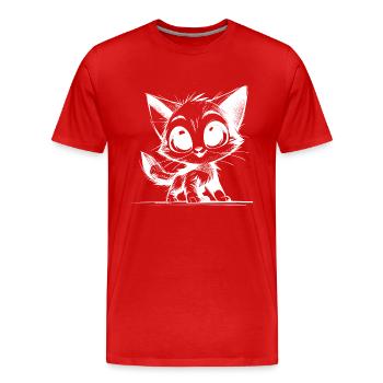 Chat mignon bébé dessin au crayon - T-shirt bio Premium Homme - rouge - Devant - Damien (186cm)