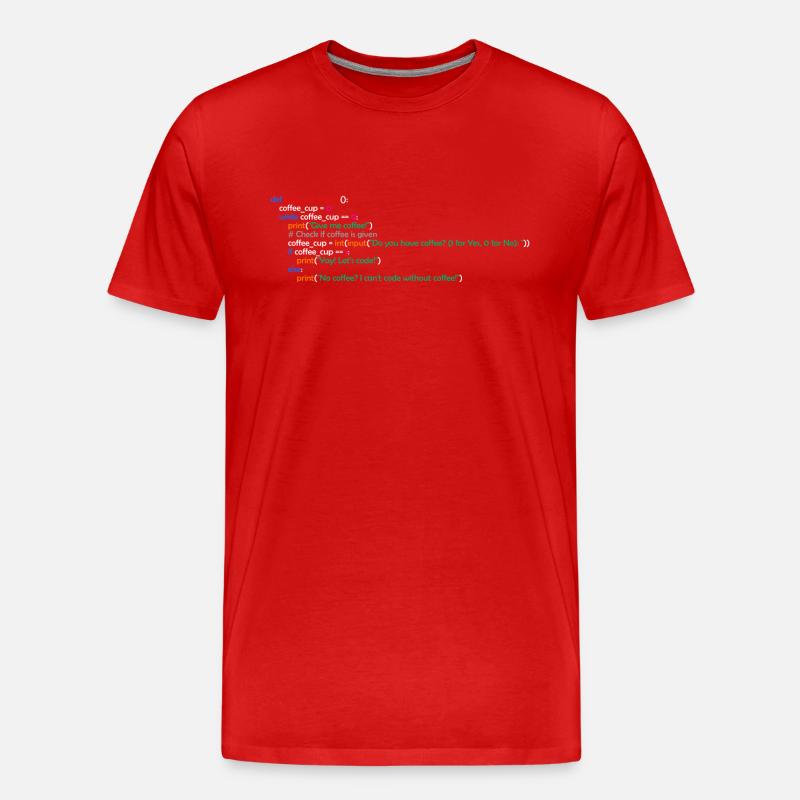 Coffee, Programming, Funny, Coffee - Men's Premium Organic T-Shirt - red