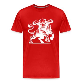 Taureau fort maléfique avec d’énormes cornes - T-shirt bio Premium Homme - rouge - Devant - Damien (186cm)