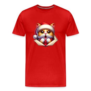 Noël chat - T-shirt bio Premium Homme - rouge - Devant - Damien (186cm)