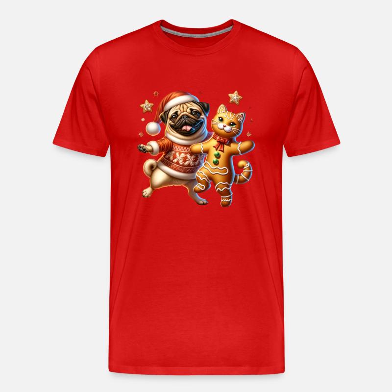 Mops Katze - Männer Premium Bio T-Shirt - Rot