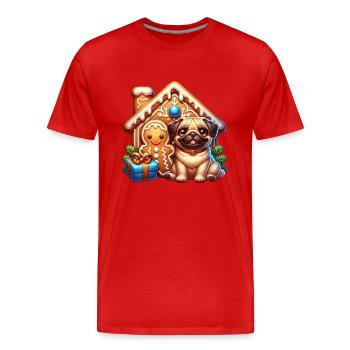 Mops Lebkuchen - Männer Premium Bio T-Shirt - Rot - Vorne - Damien (186cm)