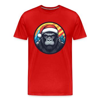 Gorilla Christmas Animal - Men's Premium Organic T-Shirt - red - Front - Damien (186cm)