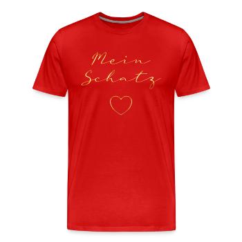 Mein Schatz gold - Männer Premium Bio T-Shirt - Rot - Vorne - Damien (186cm)