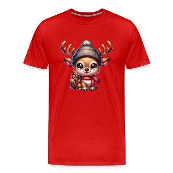 École Renne Écolier Écolier Temps Scolaire Noël - T-shirt bio Premium Homme - rouge - Devant - Damien (186cm)