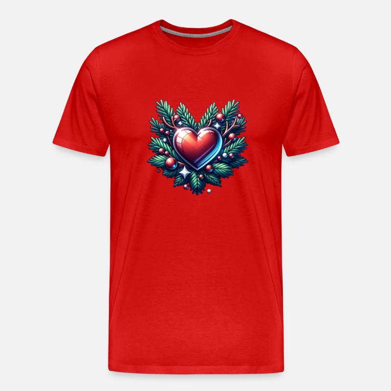 Weihnachts Herz Weihnachtskranz Advent - Männer Premium Bio T-Shirt - Rot