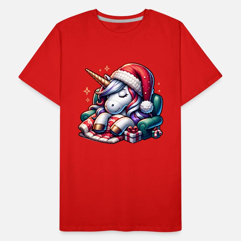 Weihnachts-Einhorn Männer Premium Bio T-Shirt