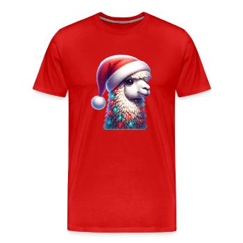 Lama Nikolaus - Men's Premium Organic T-Shirt - red - Front - Damien (186cm)