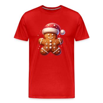Lebkuchen Weihnachtsmütze Geschenkidee - Männer Premium Bio T-Shirt - Rot - Vorne - Damien (186cm)