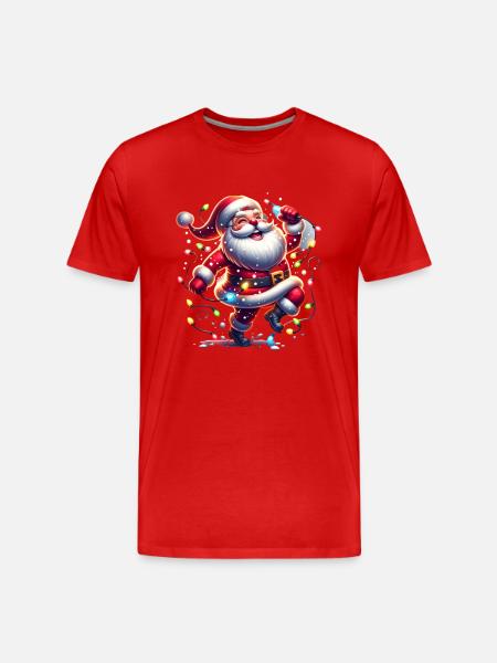Weihnachtsmann Tanzt - Männer Premium Bio T-Shirt - Rot
