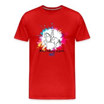 Horseback riding, an art in its purest form (Black) - Men's Premium Organic T-Shirt - red - Front - Damien (186cm)