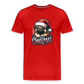 Merry Christmas Pug Christmas Xmas - Men's Premium Organic T-Shirt - red - Front - Damien (186cm)