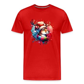 Weihnachts Rentier Hirschgeweih Weihnachtlich Xmas - Männer Premium Bio T-Shirt - Rot - Vorne - Damien (186cm)