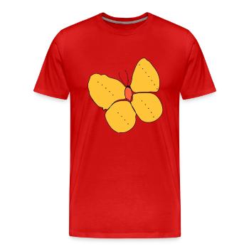 Un papillon jaune - T-shirt bio Premium Homme - rouge - Devant - Damien (186cm)