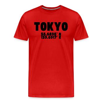 Tokyo - Tokyo Design avec coordonnées - T-shirt bio Premium Homme - rouge - Devant - Damien (186cm)