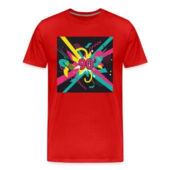 90er-Jahre-Vibes - Männer Premium Bio T-Shirt - Rot - Vorne - Damien (186cm)