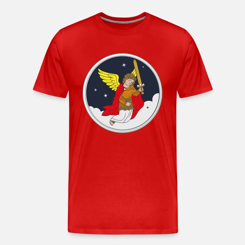 Himmlische Ruhe – Erzengel Michael Schild - Männer Premium Bio T-Shirt - Rot