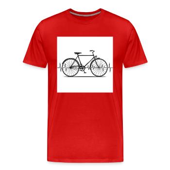 Im Rhythmus der Berge: Mountainbike & Herzschlag - Männer Premium Bio T-Shirt - Rot - Vorne - Damien (186cm)