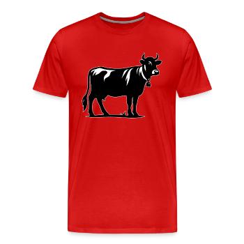 Kuh Umriss - Männer Premium Bio T-Shirt - Rot - Vorne - Damien (186cm)