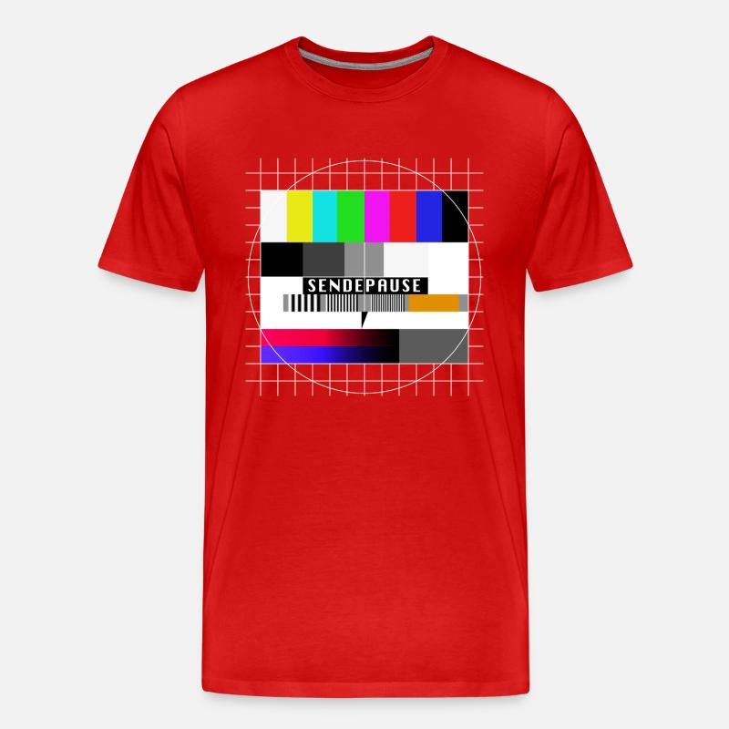 Röhrenfernseher Testbild - Sendepause - 80er - Männer Premium Bio T-Shirt - Rot