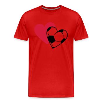 coeurs de football, couleur au choix - T-shirt bio Premium Homme - rouge - Devant - Damien (186cm)