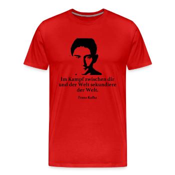 Kafka: Dans la lutte entre vous et le monde sekundi - T-shirt bio Premium Homme - rouge - Devant - Damien (186cm)