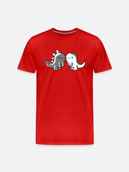 2 Dinosaurier Freunde - Männer Premium Bio T-Shirt - Rot