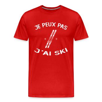 Je Peux Pas J'ai Ski - T-shirt bio Premium Homme - rouge - Devant - Damien (186cm)