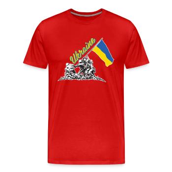 ukraine flag raising - Men's Premium Organic T-Shirt - red - Front - Damien (186cm)