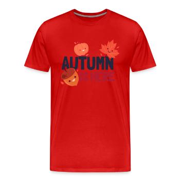Der Herbst ist da - Männer Premium Bio T-Shirt - Rot - Vorne - Damien (186cm)