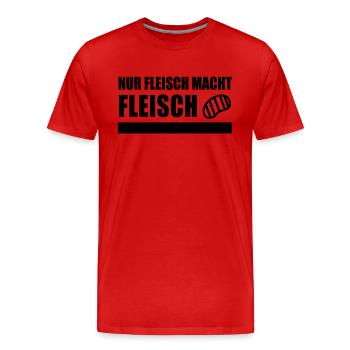 NUR FLEISCH MACHT FLEISCH - Männer Premium Bio T-Shirt - Rot - Vorne - Damien (186cm)