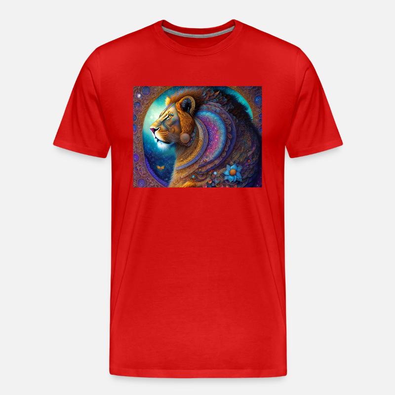 Löwe - Männer Premium Bio T-Shirt - Rot